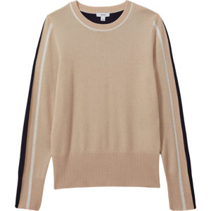 REISS ANNIE Wool Blend Colourblock Crew Neck Jumper With Cashmere